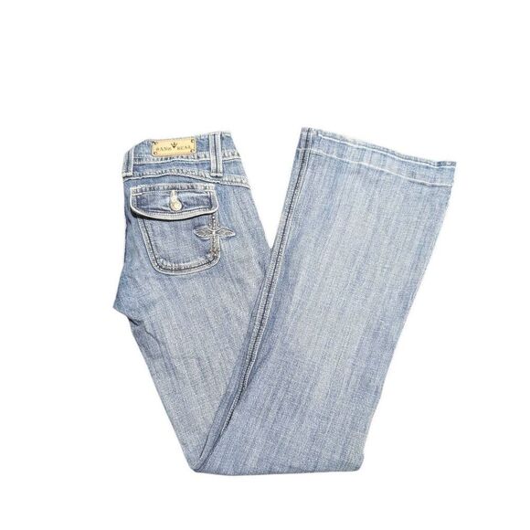 Sang Real “Only The Chosen “ Light wash Bell Bottom Jeans Embellished, Button Ac - Picture 1 of 9